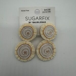 SUGARFIX by BaubleBar Raffia Spiral Drop Earrings Cream Gold Tone Boho New